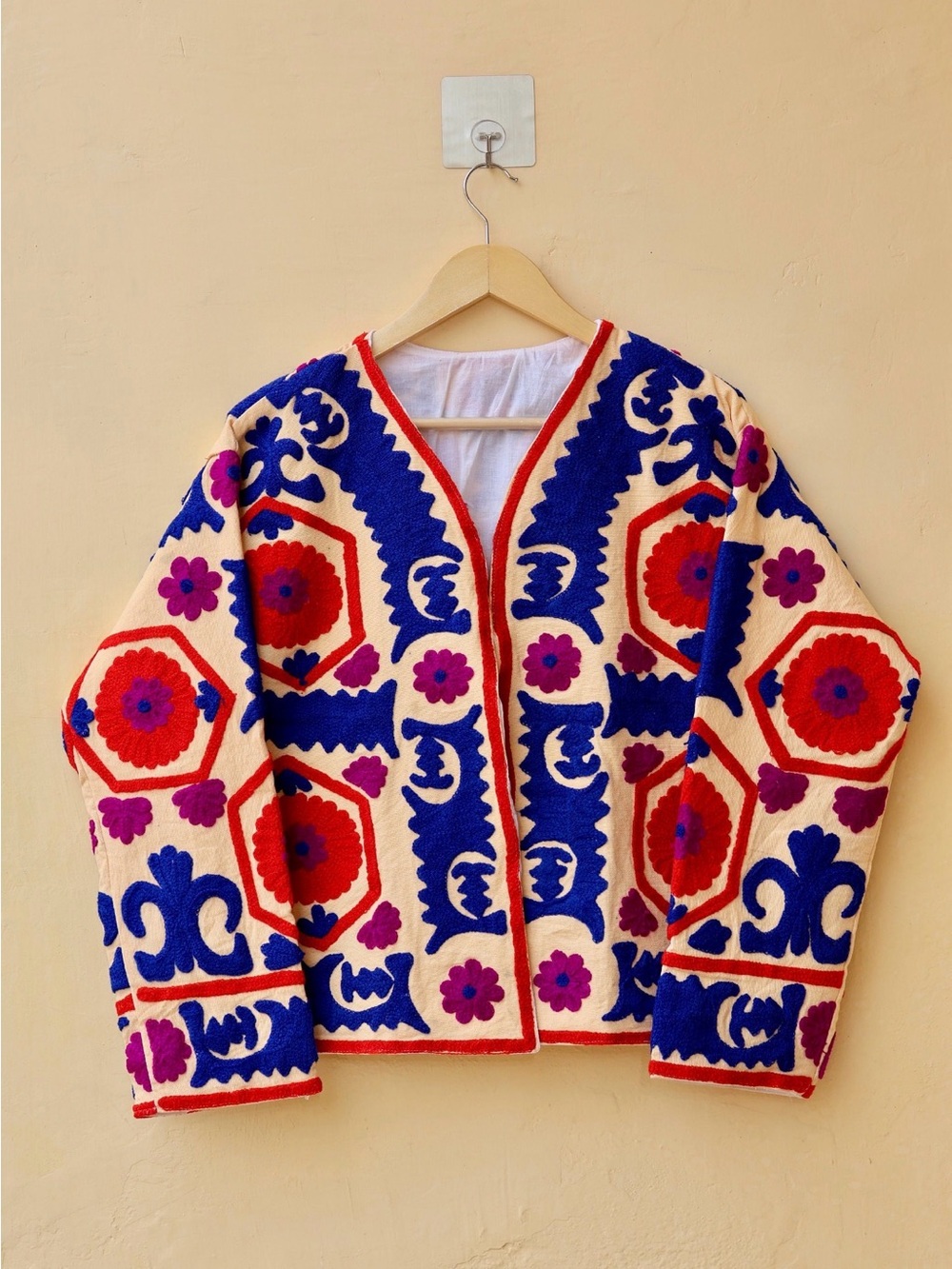 BRAND NEW Handmade Suzani embroidered jacket- cotton Artisan - Picture 7 of 9